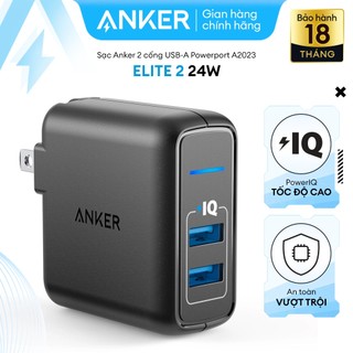Sạc ANKER PowerPort Elite 2 cổng PIQ 24W - A2023