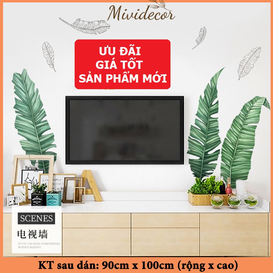Decal dán tường Khóm lá trang trí