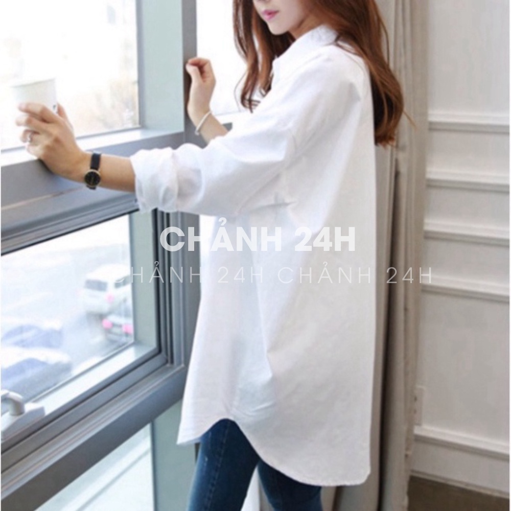 Áo sơ mi nữ bigsize Chảnh 24h thiết kế dáng dài trẻ trung phá cách chất liệu thoáng mát SMH.63