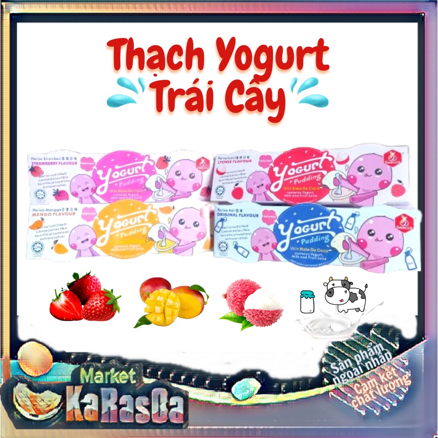Thạch Trái Cây Cho Bé, Thạch Pudding Yogurt Swecco Lốc 240gr