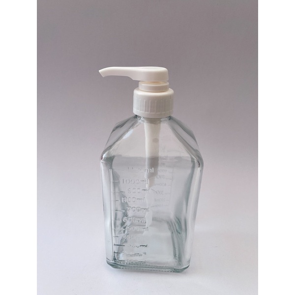 Bình bơm đường, siro chai thuỷ tinh có vòi Pump 1100ml - Đồ pha chế