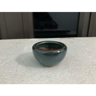Chậu bonsai siêu mini men xanh hoả biến tròn 1 size