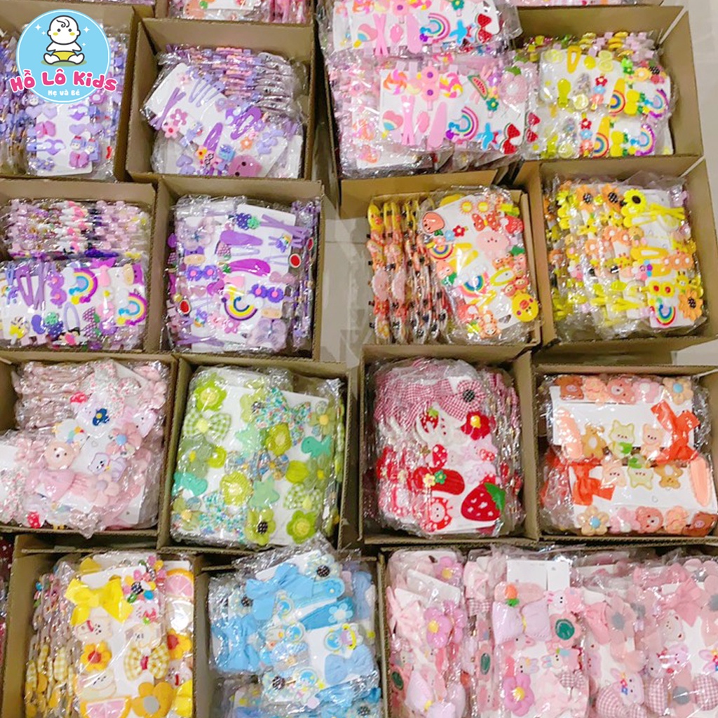 - Set 10 kẹp tóc vải bông cute dễ thương phong cách hàn quốc cho bé