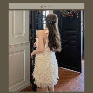 Đầm Yếm Lông Vũ Nude Kèm  Mút Lót