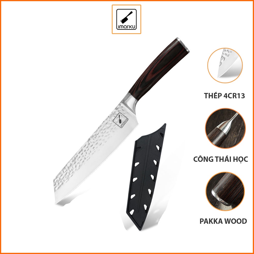 Dao Kiritsuke Imarku Usa đầu bếp đa năng chuyên thái thịt rau củ dài 33cm lưỡi thép 4Cr3Mov cán dao bằng gỗ pakka