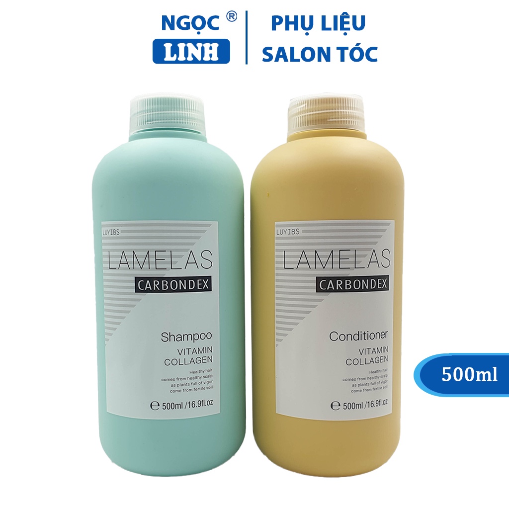 Dầu gội Lamelas chính hãng 500ml, cặp dầu gội xả lamelas Carbondex phục hồi tóc hư tổn