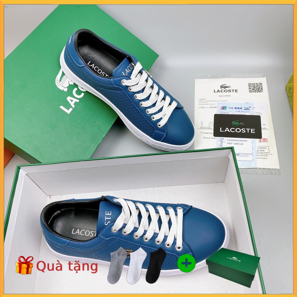 Giày Nam Lacoste Hàng Thái Full Box, Bill, Thẻ 2 màu Xanh - Đen