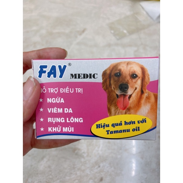 Xà phòng | xà bông cục | tắm loại bỏ nấm da, rụng lông, ve ghẻ chó mèo - Fay 100g