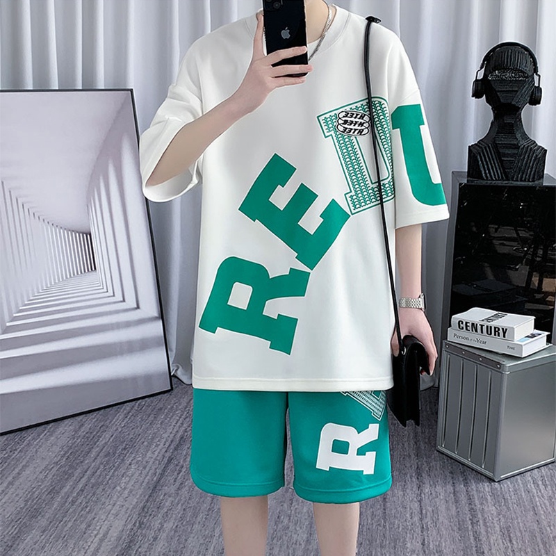 Bộ Đồ Nam Mùa Hè Áo Thun Tay Lỡ Cổ Tròn Kèm Quần Short In Chữ Lớn REDU Thời Trang Zenkonu QA NAM 135
