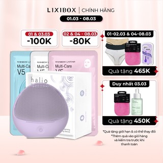 Combo máy rửa mặt da nhạy cảm Halio Sensitive Tím Purple Rain & 3 mặt nạ ngẫu nhiên