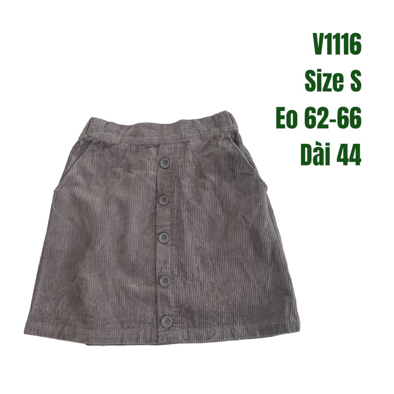 Chân váy chữ A V1116 form ngắn cạp chun sau chất nhung tăm 1 lớp dày dặn 2hand Nhật si tuyển ảnh thật