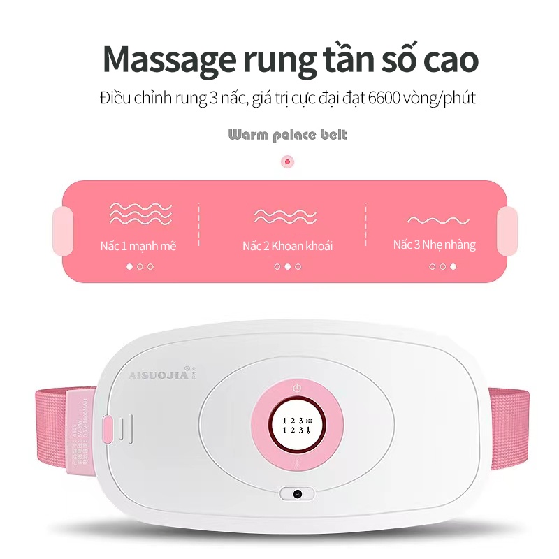 Máy massage làm ấm bụng - Với 3 nấc massage làm nóng - có thể giảm đau bụng kỳ kinh，Dây sưởi có lớp bảo vệ PVC