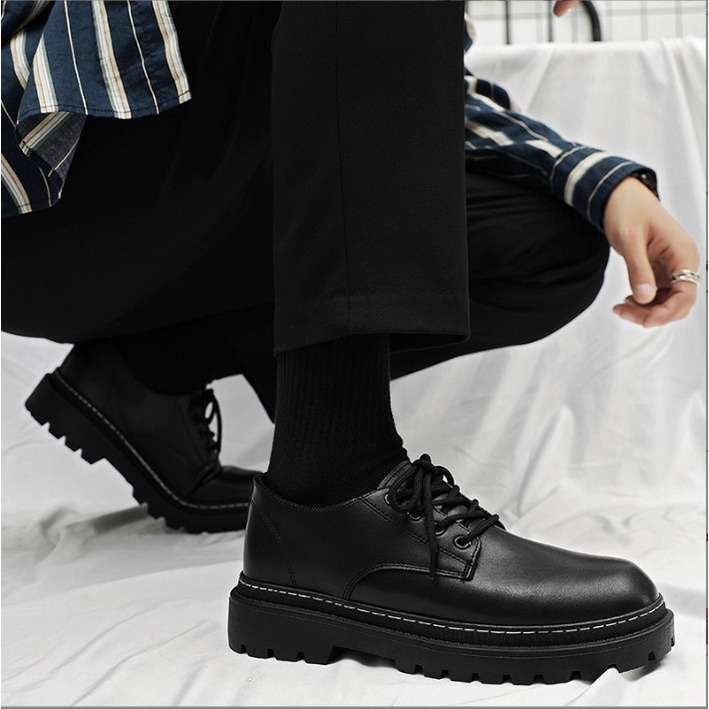 (VIDEO THẬT HÀNG TUYỂN CHỌN CAO CẤP) Giày Bốt dr martens Full Black giày buộc dây thấp cổ tăng chiều cao 6 cm INF9