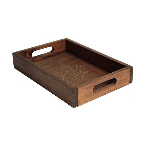 Khay gỗ thông rustic có tay cầm