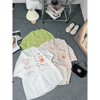 Áo sơ mi thụng in gấu