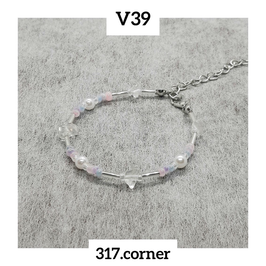 Vòng tay hạt cườm phối đá vụn - V39 - 317.corner