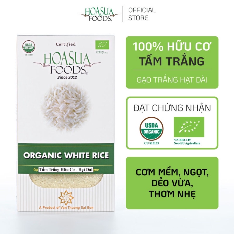 Gạo hữu cơ cho bé từ 6 tháng - Gạo nấu cháo cơm cho bé Hoa Sữa 1kg