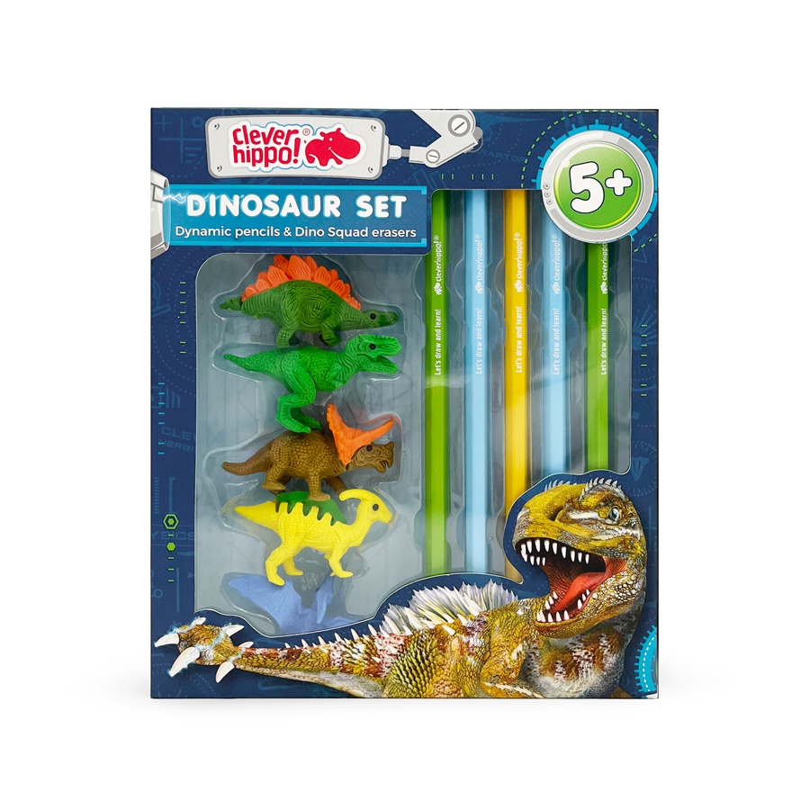 Combo CLEVER HIPPO Gôm Và Bút Chì Jungle Of Dinosaur PS02