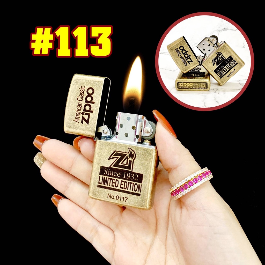 𝐇𝐨̣̂𝐩-𝙌𝙪𝙚̣𝙩-𝘽𝙖̣̂𝙩-𝙇𝙪̛̉𝙖 Zip.po vàng cổ American Classic 1932 Limited Edition (có mộc đáy) - (hộp thiếc kèm zăng) H-113