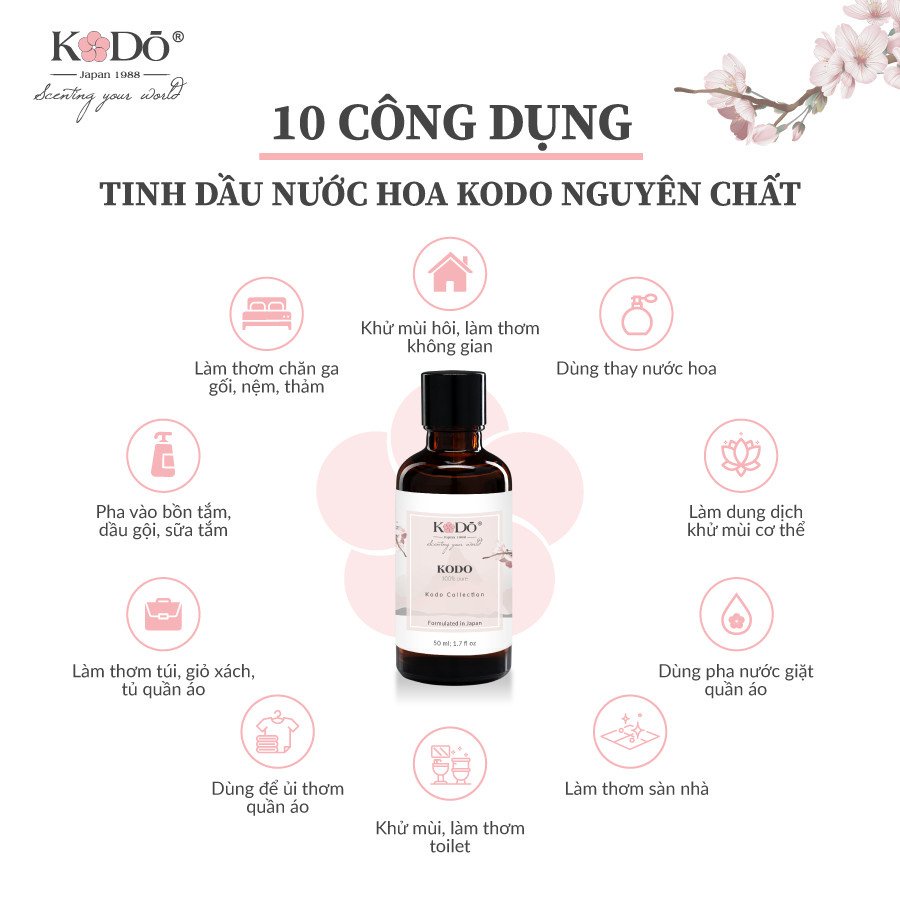 Combo 3 Chai Tinh Dầu Nước Hoa KODO Dành Cho Spa - Tươi Mát, Dịu Nhẹ, Thư Giãn - KODO - 10mlx3