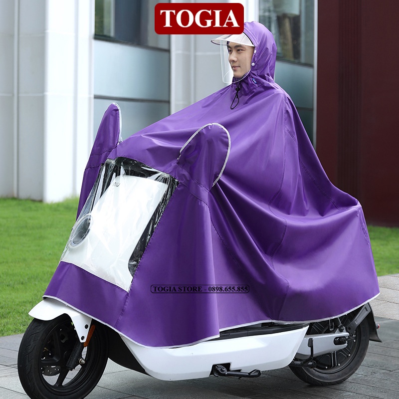 Áo Mưa Phản Quang 1 MŨ  Có Kính Chắn Nước Che Mặt Chống Thấm Cao Cấp Có Túi Chùm Gương Chiếu Hậu TOGIA