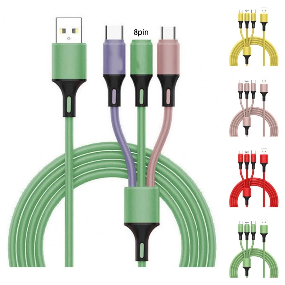 Dây Cáp Sạc Nhanh 2.4A 3 Trong 1 Bằng Silicon Cổng Micro USB Type C Cho Huawei iPhone
