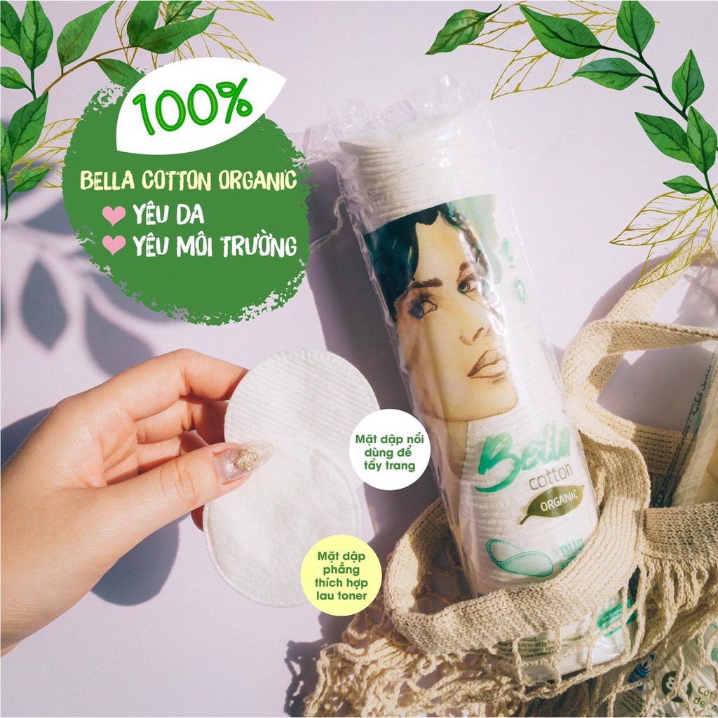 Bông Tẩy Trang Bella Cotton Organic 80 miếng mềm mịn - Mecskincare