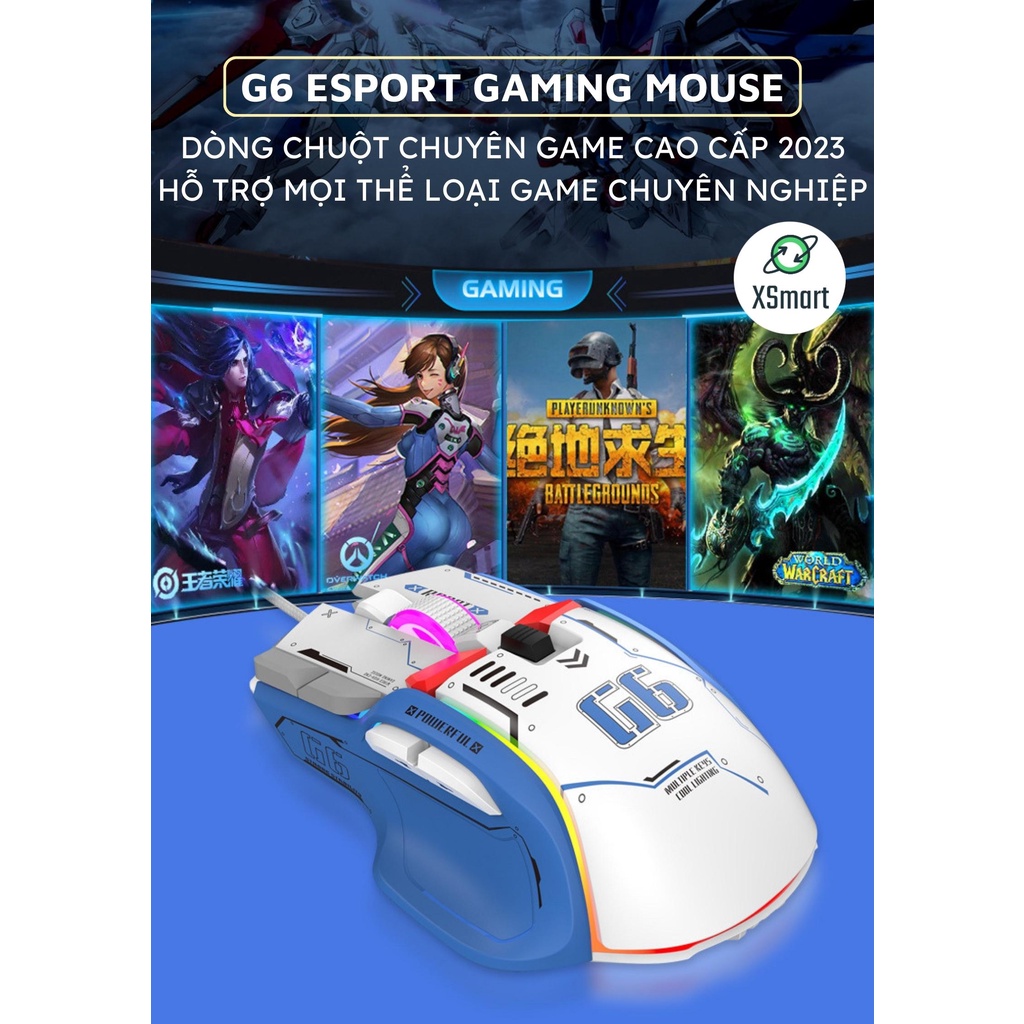 Chuột Cơ Chơi Game Máy Tính Có Dây G6 ESPORT GAMING Led Rgb 13 Chế Độ Thiết Kế Công Thái Học | BigBuy360 - bigbuy360.vn