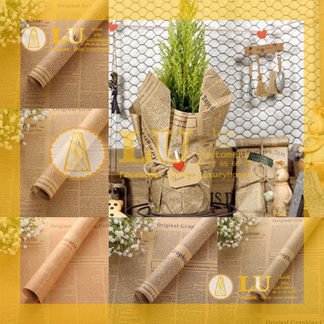 Combo Giấy báo in chữ gói hoa,bọc vở,bọc quà, kraft vintage Decor, phông nền chụp ảnh sản phẩm | LU