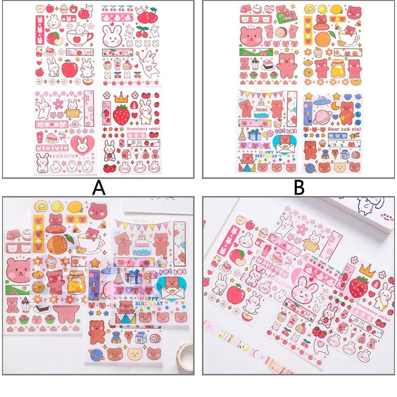 Set 4 tấm hình dán Sticker cute dễ thương sáng tạo trang trí sổ lưu niệm sách vở decor