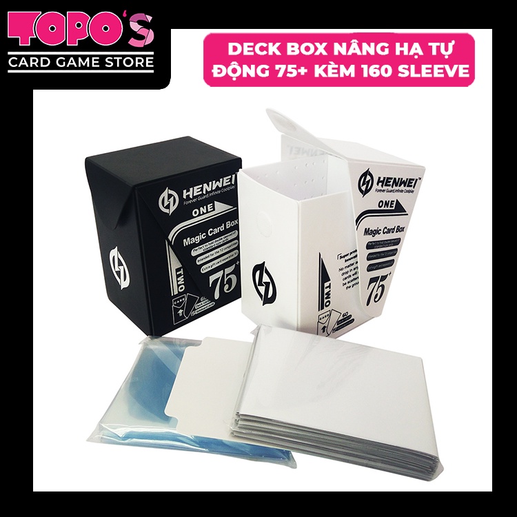 Hộp đựng thẻ bài 75+ nâng hạ tự động cao cấp Henwei kèm sleeve cho thẻ Yugioh, Pokemon, Vanguard.