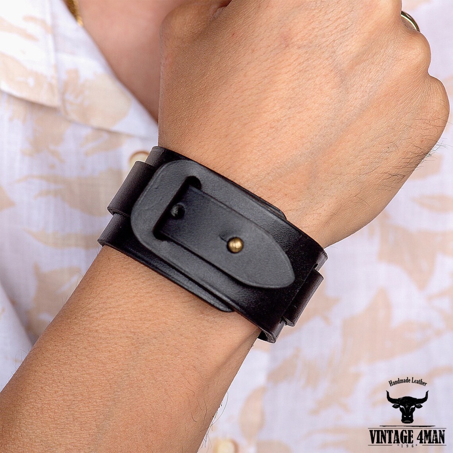 Vòng Tay Da Bò Thật Hàng Thủ Công Vintage VDT1