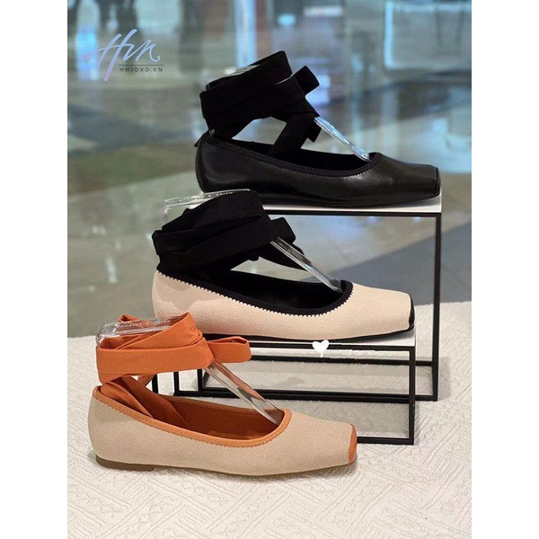 Giày Múa Ba Lê Đế Mềm Mũi Vuông Đan Dây Chéo Thời Trang Mùa Xuân 2023