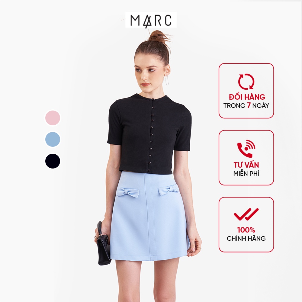 Áo thun gân croptop nữ MARC FASHION tay lỡ cổ tròn cài nút trước FAST022523