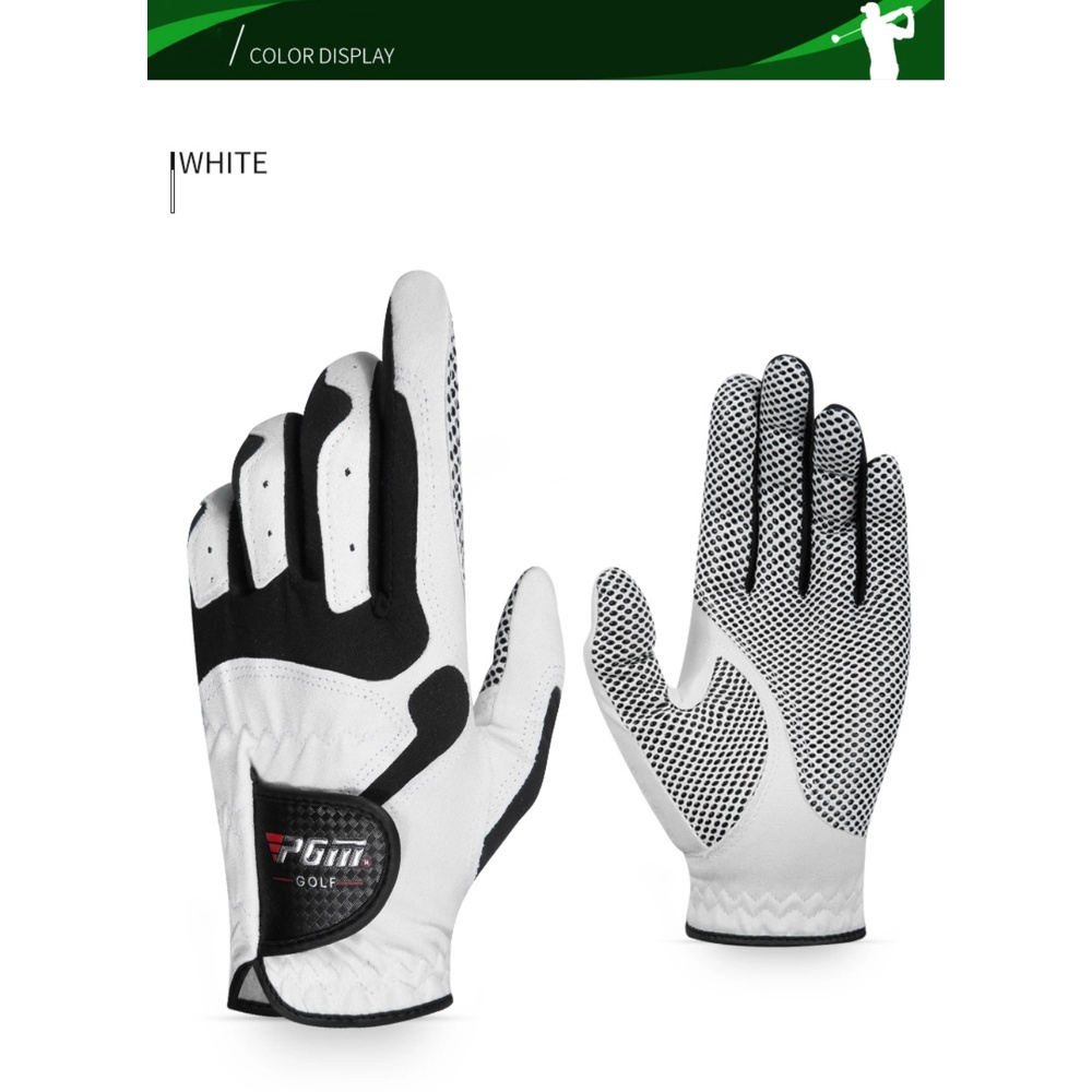 Găng tay chơi Golf PGM-ST017: Vải Lycra đàn hồi linh hoạt cao, thoát khí, hạt chống trơn tăng ma sát.