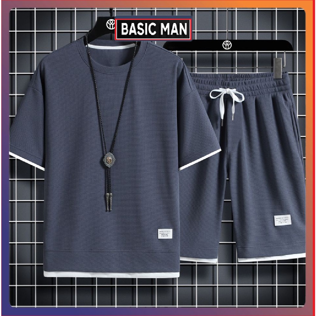 Bộ Thể Thao Nam Cộc Tổ Ong Mặc Nhà, Bộ Quần Áo Nam Mềm Nhẹ Co Giãn BTT03- BASICMAN