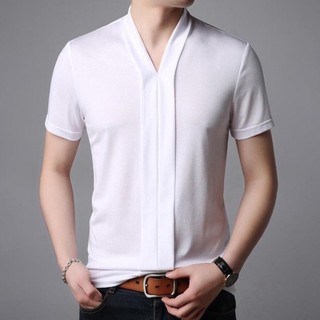 Áo thun nam Áo phông nam cổ chữ V kiểu dáng Lịch lãm thư sinh Chất liệu Cotton cao cấp co giãn nhẹ không nhăn N15