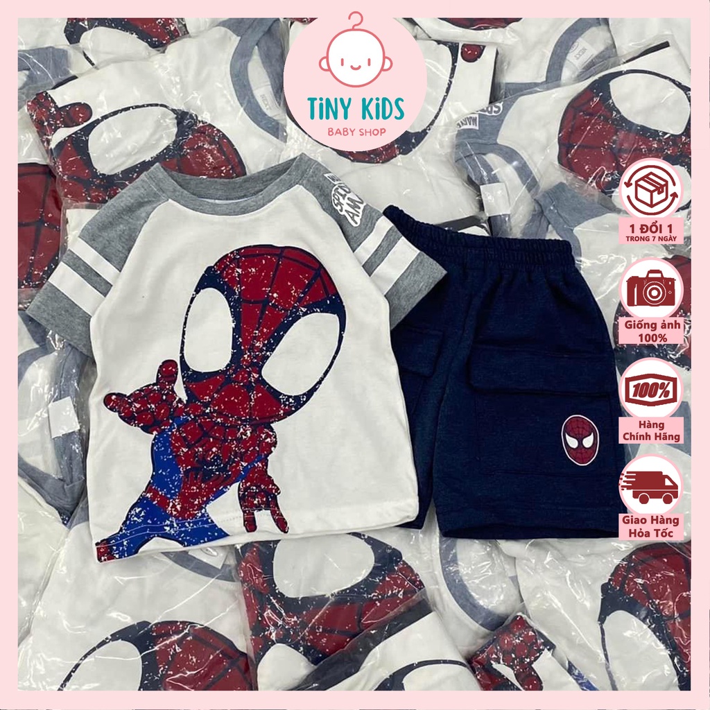 Bộ Quần Áo Người Nhện 100% Cotton, Quần Túi Hộp Phong Cách, Bộ Spider Man Chất Liệu Cao Cấp Cho Bé - Tiny Kids Shop