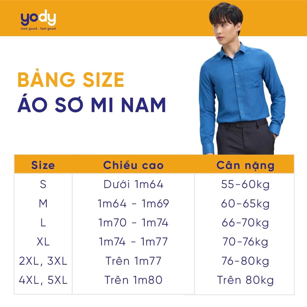 Áo sơ mi nam Yody cộc tay chất liệu nến dáng slim cộc tay có túi ngực SNM5005