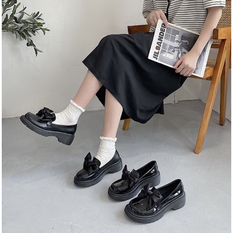 Giày lolita Mary Jane gắn nơ xinh xắn