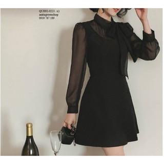 đầm đen phối nơ thời trang (thời trang vicky.g)