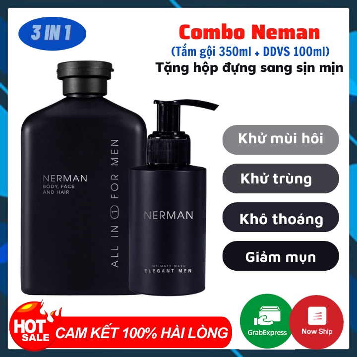 Sữa Tắm Gội Nam Nerman 3 in 1 Hương Nước Hoa Cao Cấp - Combo Lịch Lãm Cho Các Đầng Mày Râu