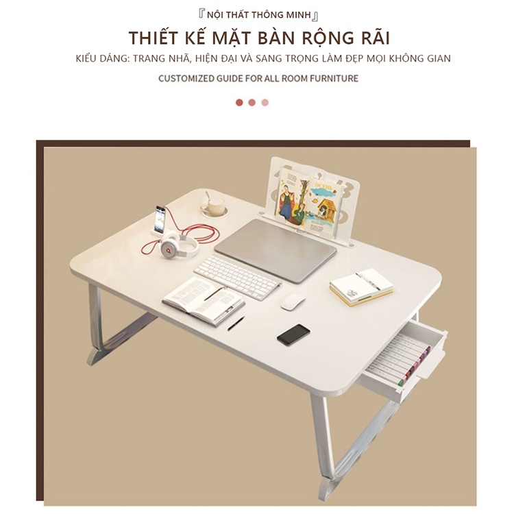 Bàn học gấp gọn thông minh có khe để đồ tiện dụng thương hiệu IGA - GN64