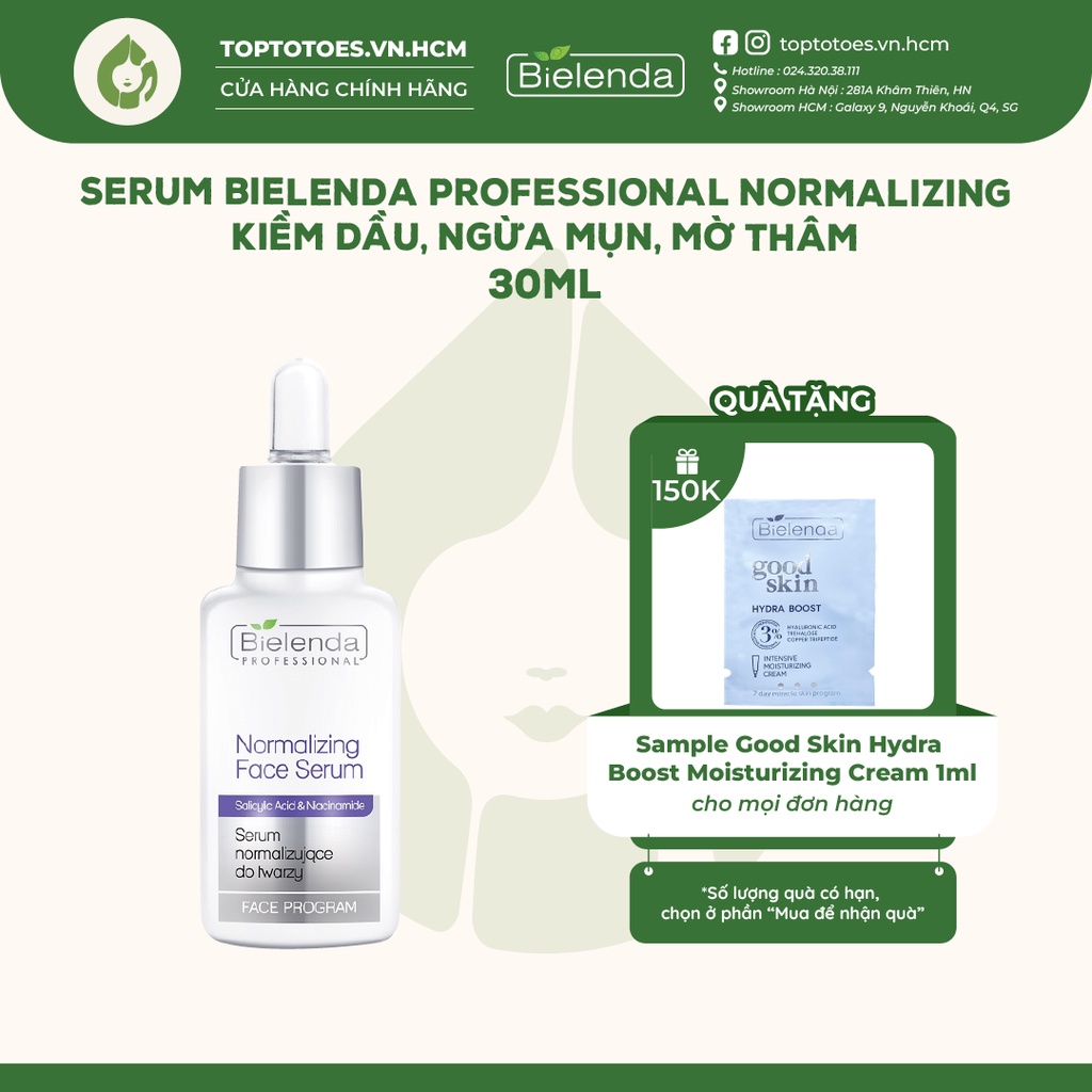 Serum kiềm dầu, ngừa mụn, mờ thâm Bielenda Professional Normalizing & Mattifying với BHA và Niacinamide - 30ml