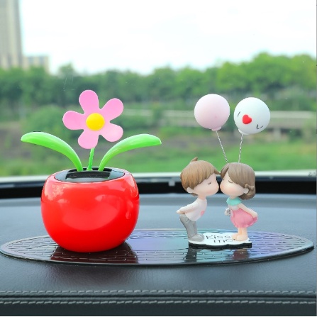 Hàng mới về- Hoa nhẩy múa-Set decor tình nhân chậu hoa nhảy múa năng lượng mặt trời trang trí taplo ô tô, xe hơi.