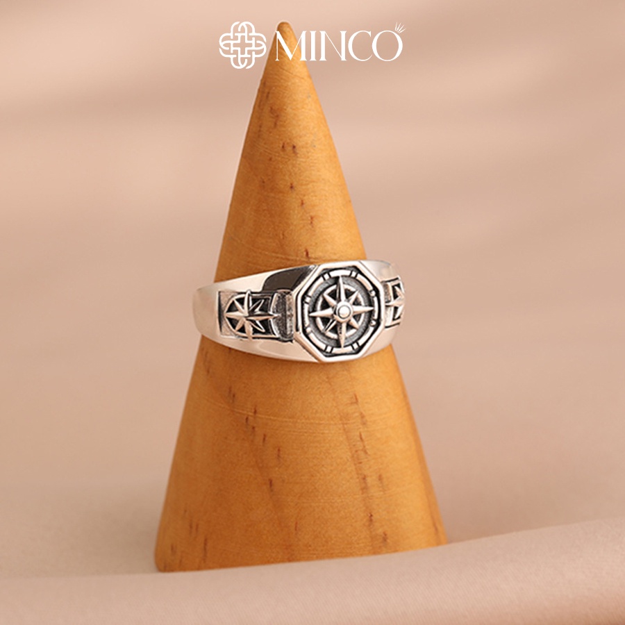 Nhẫn Nam Minco Accessories phụ kiện Titan thiết kế hình ngôi sao Màu Bạc phong cách cá tính NT159