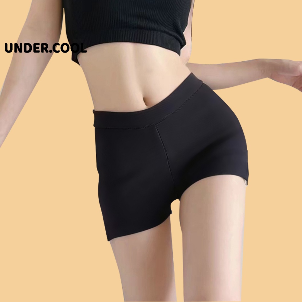 Quần đùi short nữ UNDERCOOL vải umi dẻo co dãn tốt cạp cao dáng ngắn thun cạp cao biker lửng ngố đồ mặc nhà dáng ôm