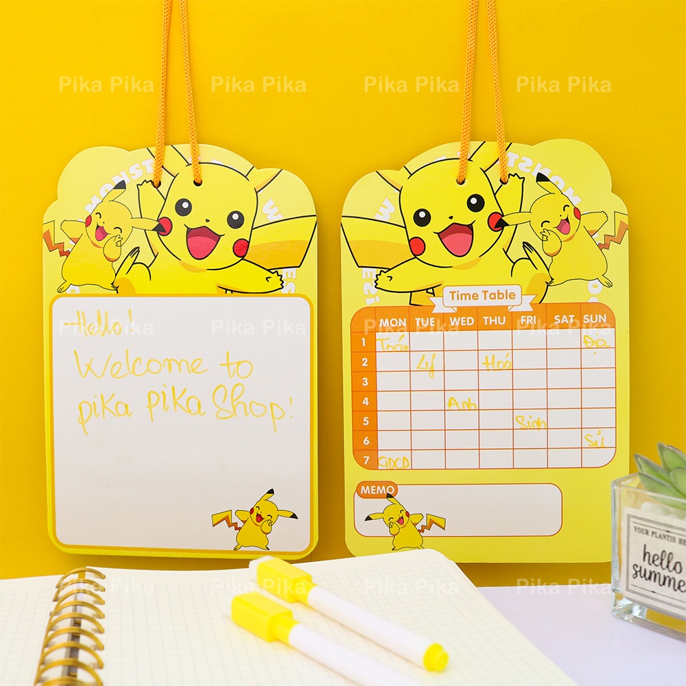 Bảng ghi nhớ Pikachu 2 mặt kèm bút dễ thương cute TooYoo BK00377