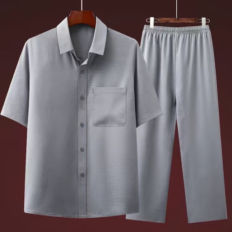 Sét Bộ Đũi Nam Trung Niên cho Bố  bộ mặc nhà hàng quảng châu cao cấp
