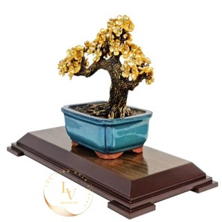 Chậu Mai Ngũ Phúc Dát Vàng - Dát Gold 24K quà tặng cao cấp trang trí nhà cửa - Lộc Vinh Gold Luxury.